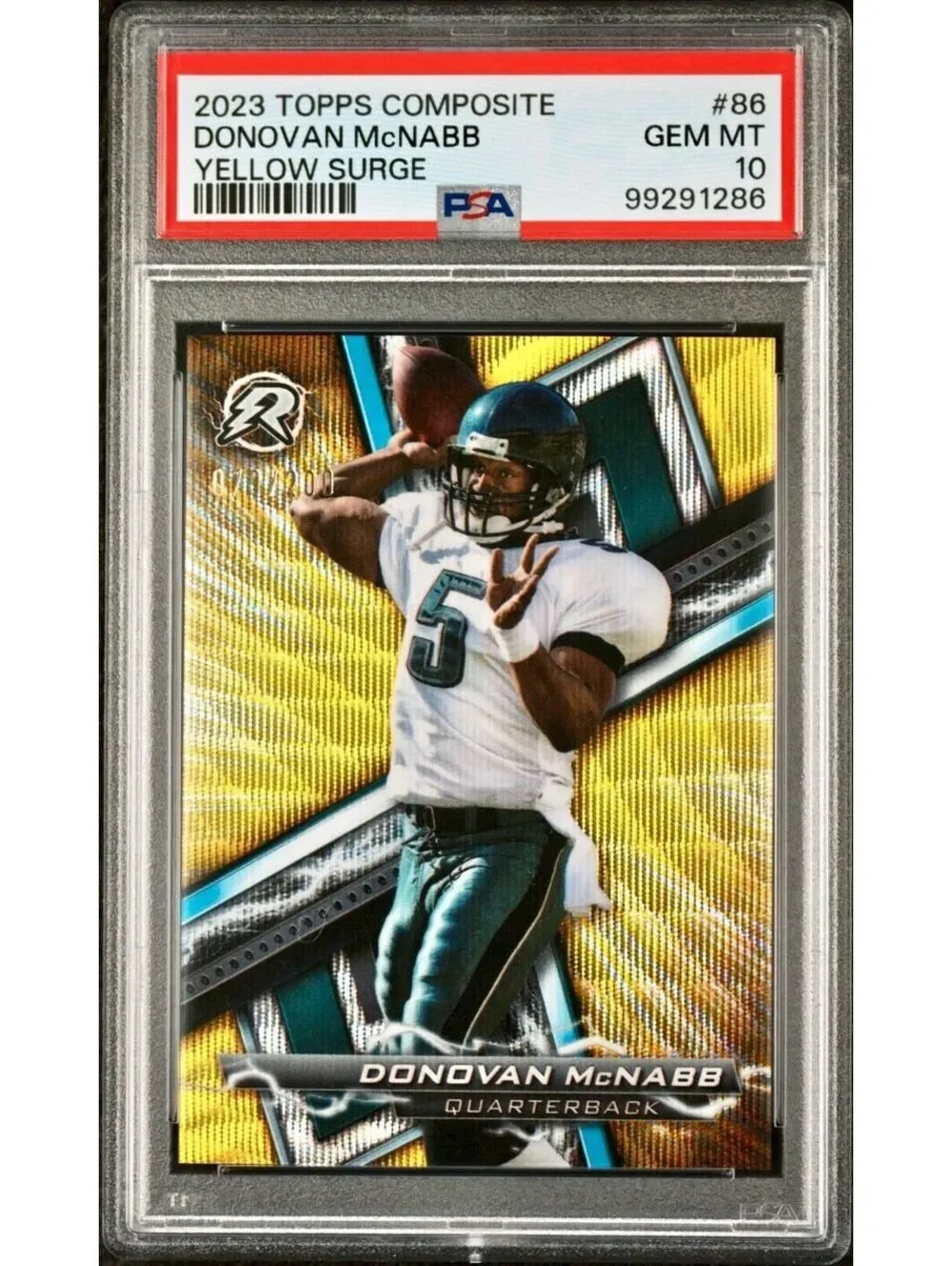 Donovan McNabb 2023 Topps Resurgence NFL #86 Yellow Surge 079/200 Card PSA 10